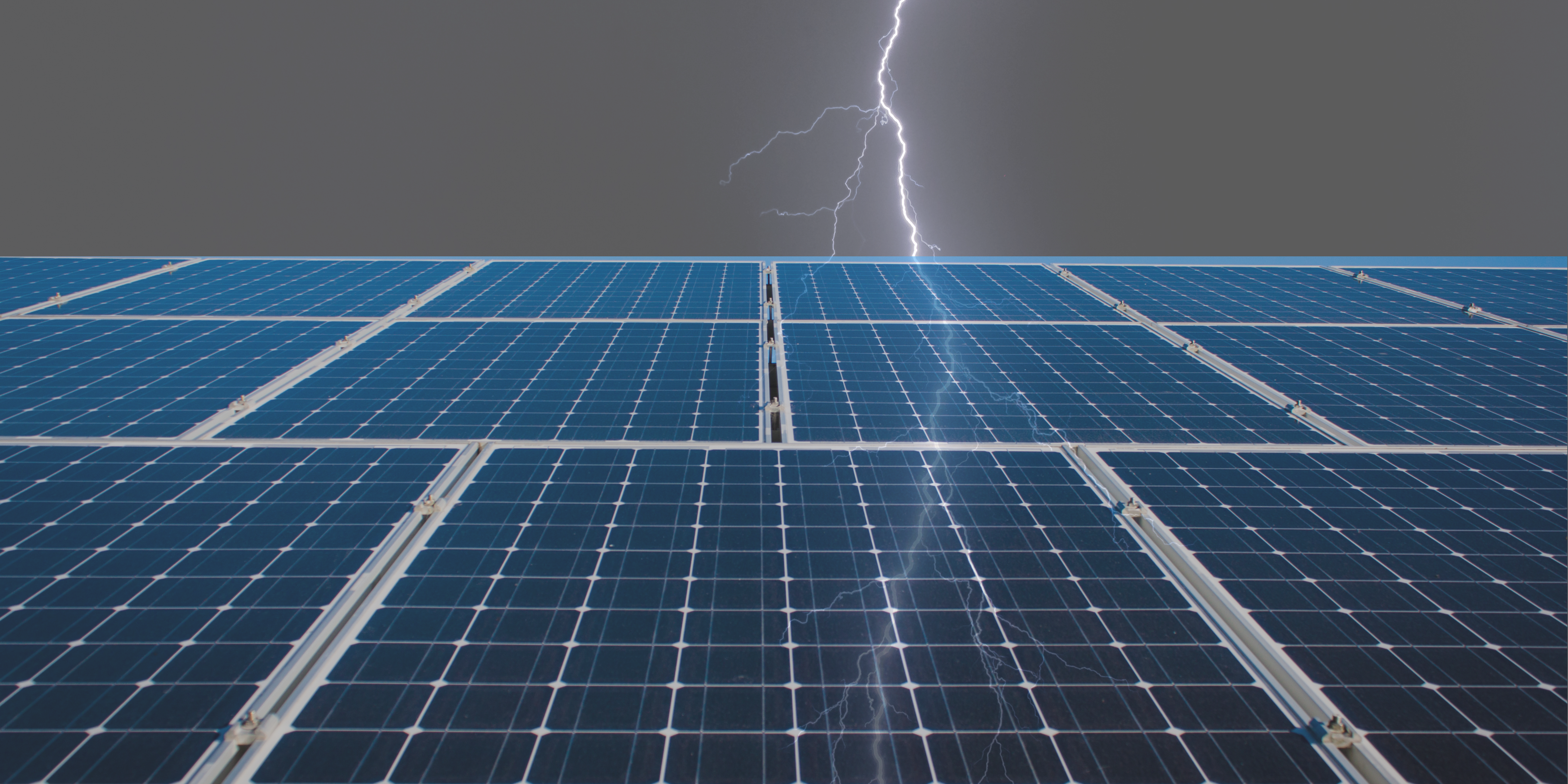 Lightning striking solar panels.